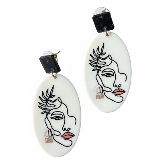 Christian Siriano Jewelry - Christian Siriano Love All Line Art Face Earrings Minimalist Statement